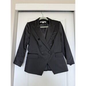 Veronica Beard Satin Empire Dickey Blazer Size 6 Black Cocktail Evening Defect